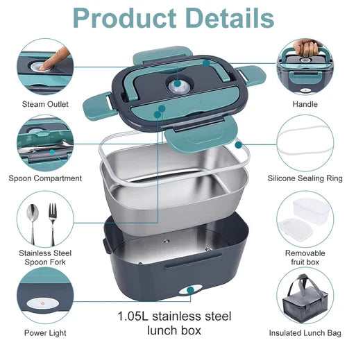 Electric Lunchbox Dual Power Stainless Steel Leak-Proof