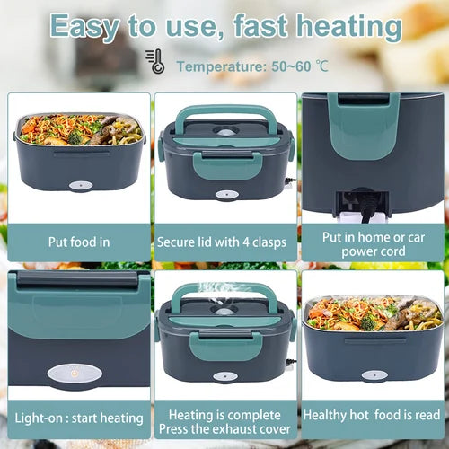 Electric Lunchbox Dual Power Stainless Steel Leak-Proof