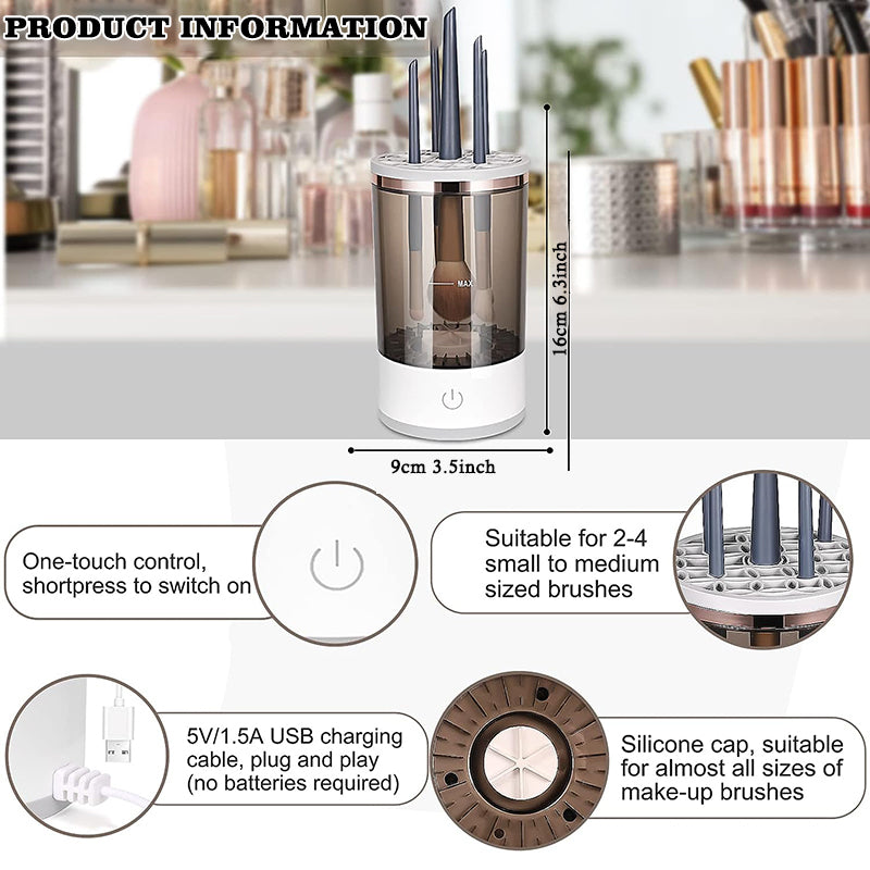 Electric Makeup Brush Cleaner Sonic Vibration Compact Storage Case