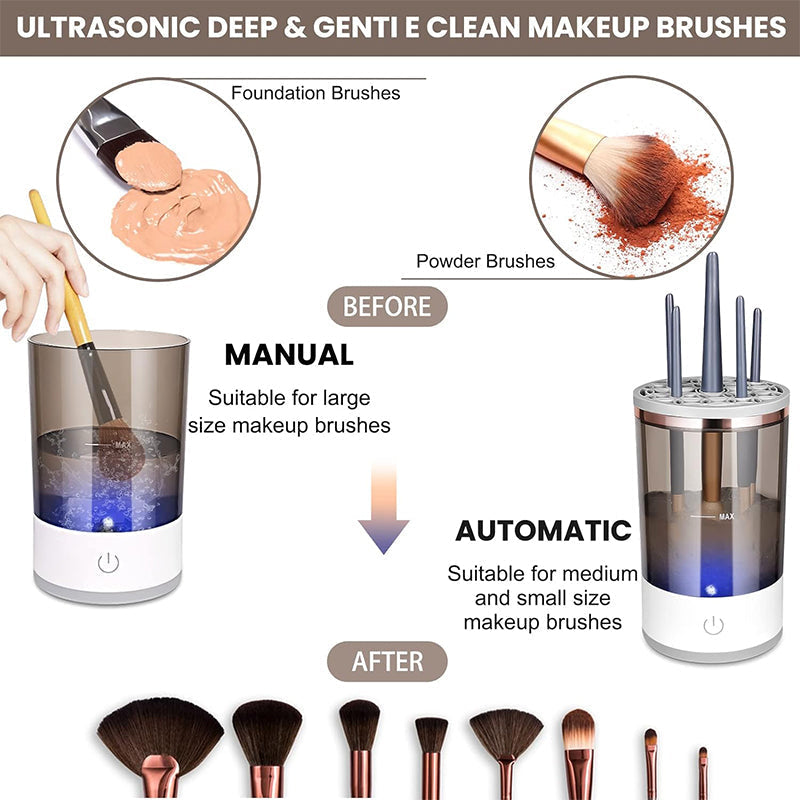 Electric Makeup Brush Cleaner Sonic Vibration Compact Storage Case