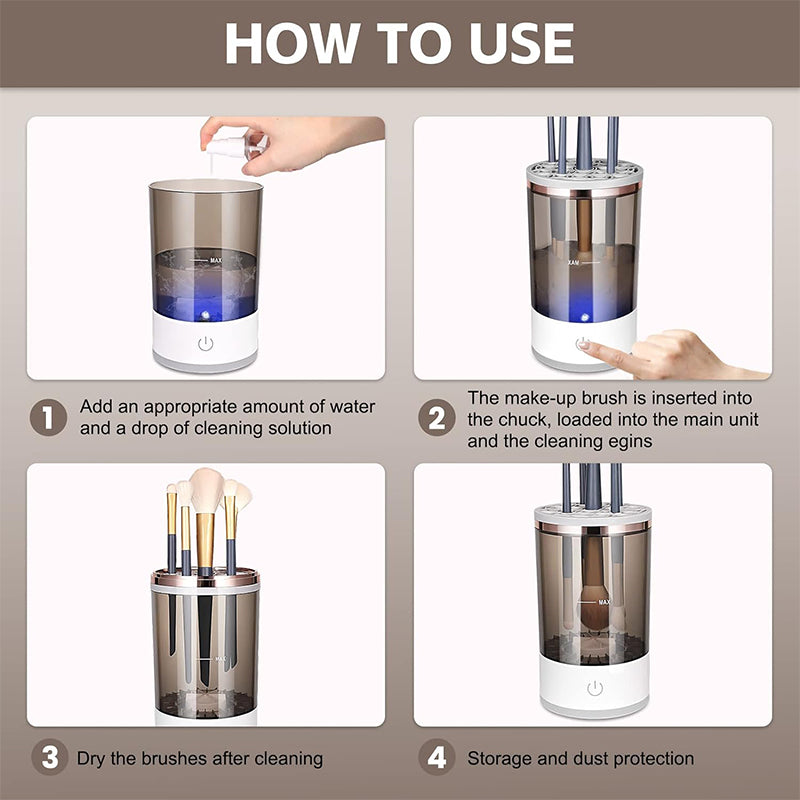 Electric Makeup Brush Cleaner Sonic Vibration Compact Storage Case