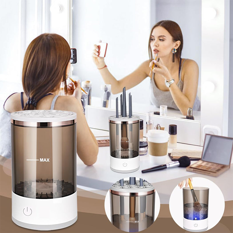 Electric Makeup Brush Cleaner Sonic Vibration Compact Storage Case