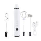 Electric Milk Frother USB Rechargeable 3 Interchangeable Heads