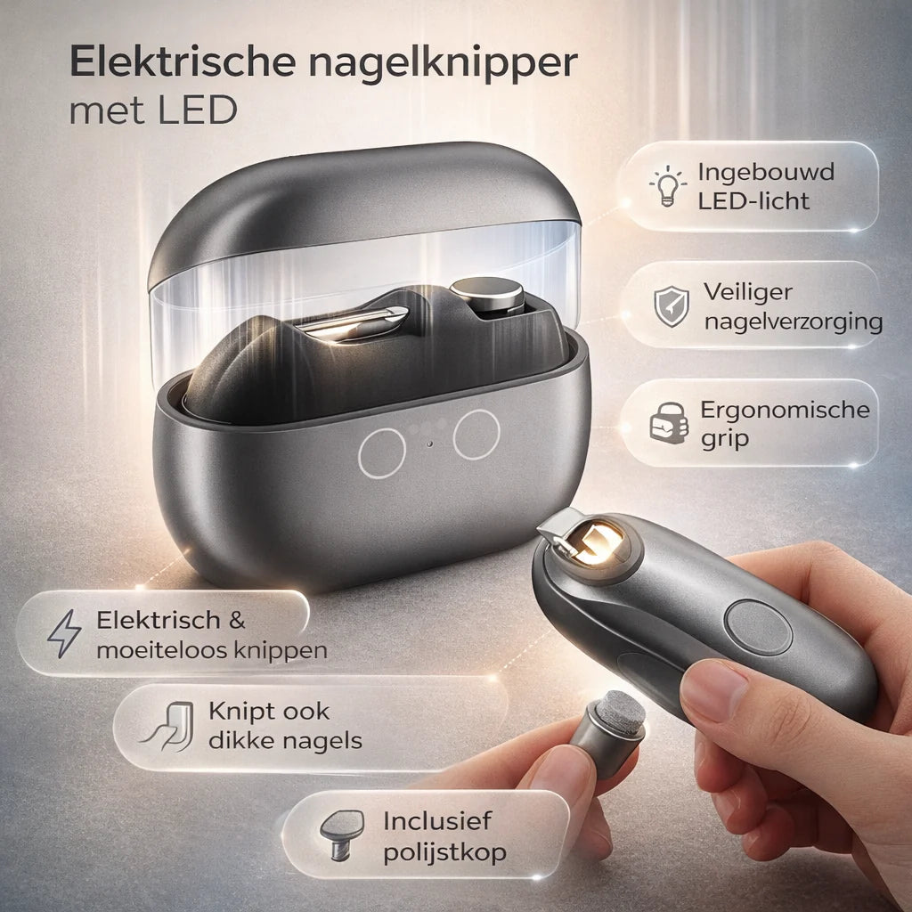 Electric Nail Clipper Ergonomic Grip LED USB-C Rechargeable