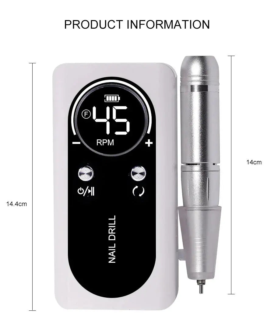 Electric Nail Drill 45,000 RPM USB-C Aluminum Handpiece