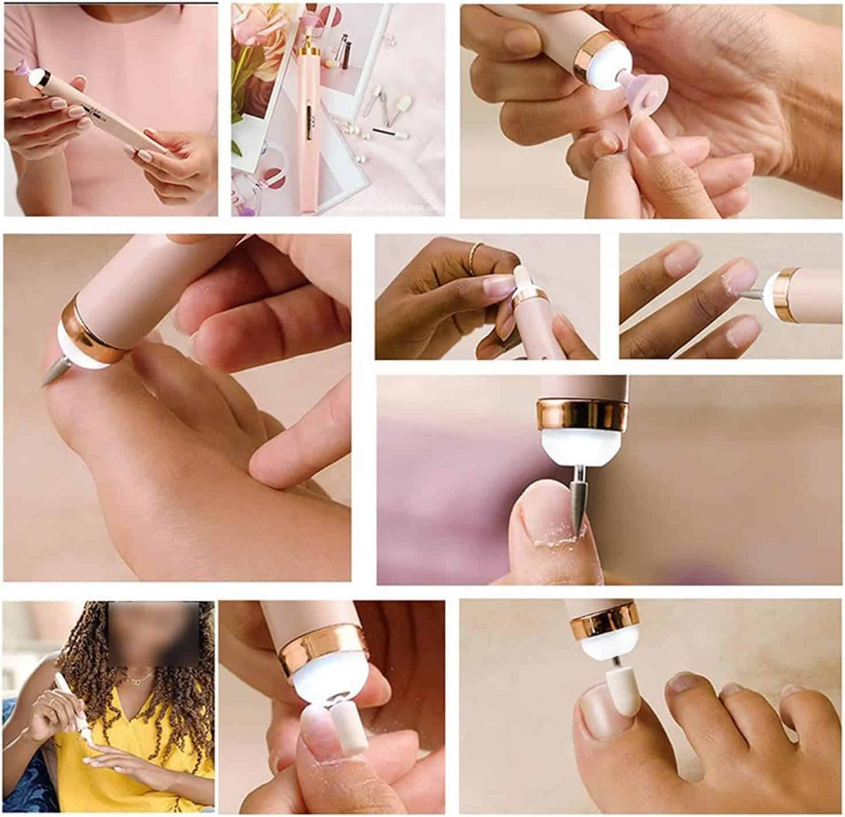 Electric Nail File Cordless Rechargeable 5 Bits LED Light