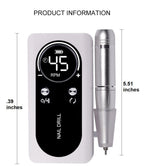 Electric Nail File Rechargeable Portable 45000 RPM Low Noise
