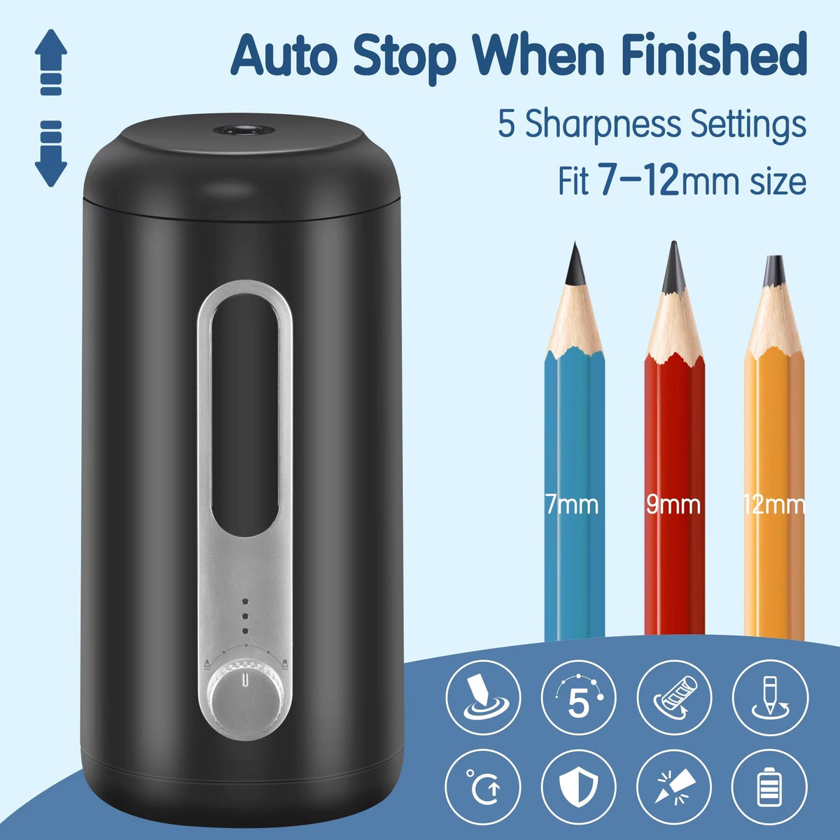 Electric Pencil Sharpener Ultra-Fast USB-C Rechargeable 5 Settings