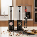 Electric Salt & Pepper Grinder Set One-Handed Adjustable Grind