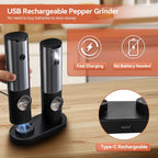 Electric Salt & Pepper Grinder Set One-Handed Adjustable Grind