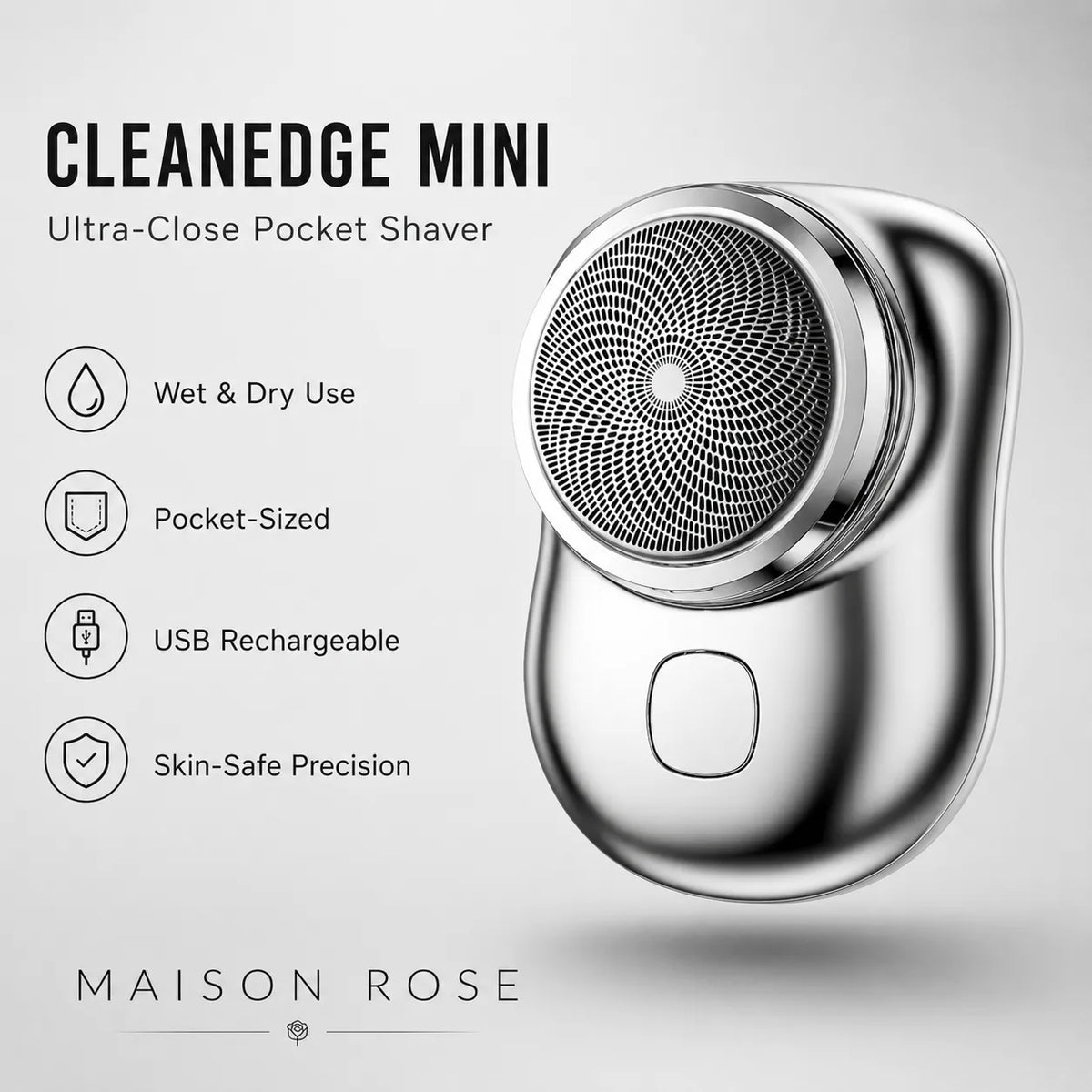Electric Shaver Compact Waterproof USB Rechargeable