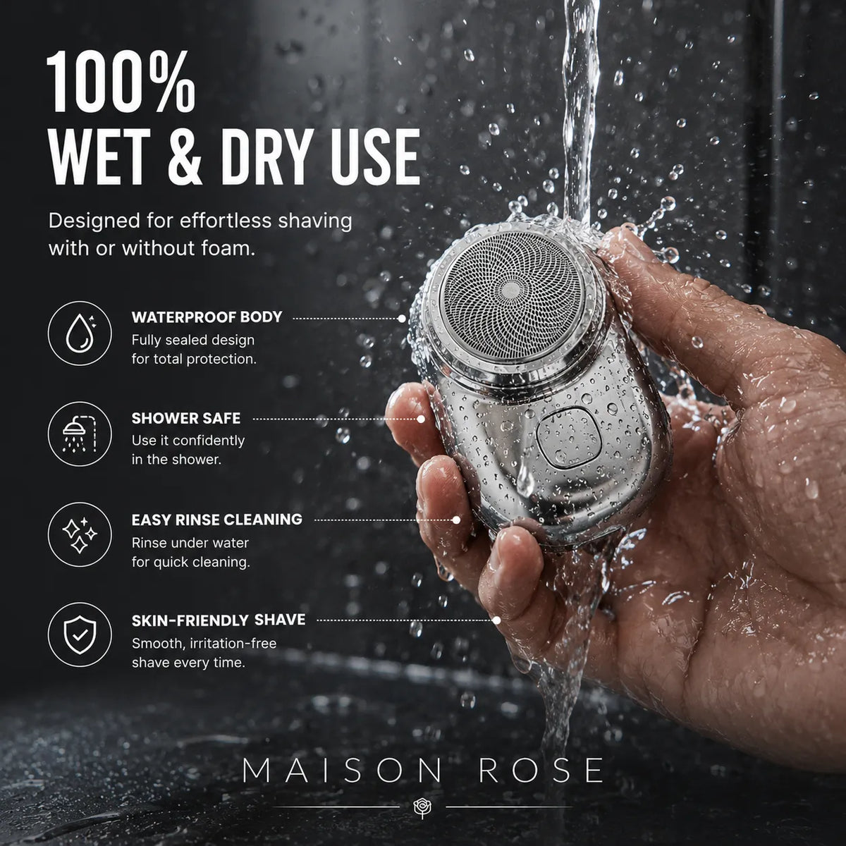 Electric Shaver Compact Waterproof USB Rechargeable