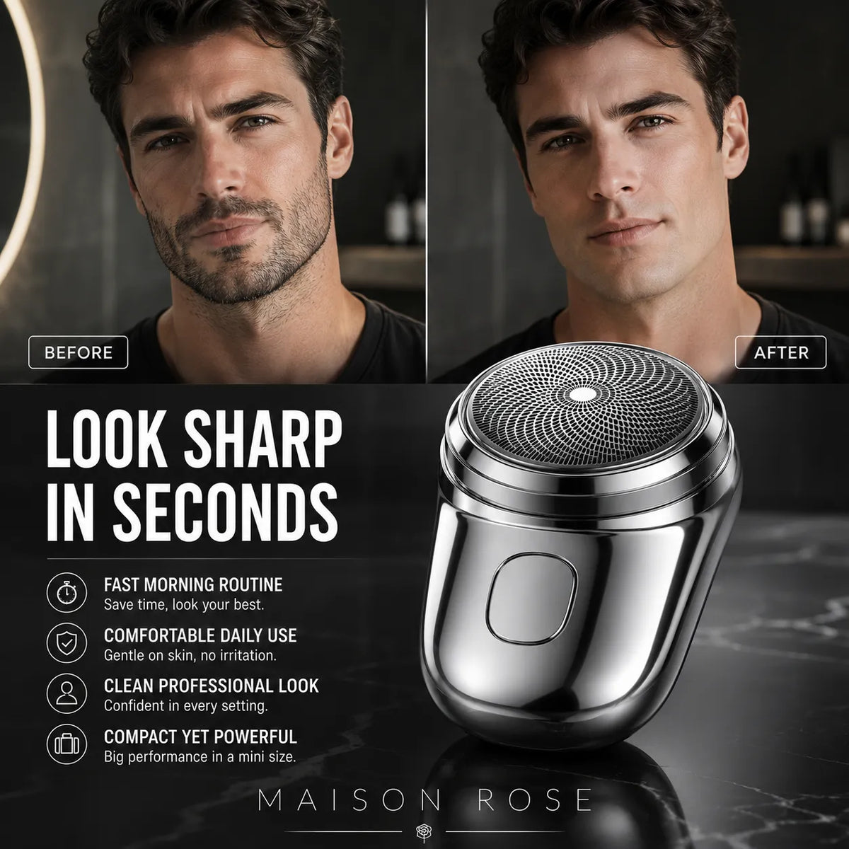 Electric Shaver Compact Waterproof USB Rechargeable