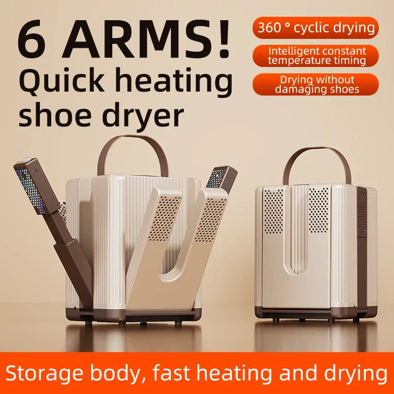 Electric Shoe Dryer Six-Arm 360 Degree Airflow Deodorizing Foldable