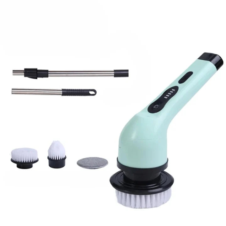 Electric Spin Cleaning Brush 9 Interchangeable Heads Extendable Handle