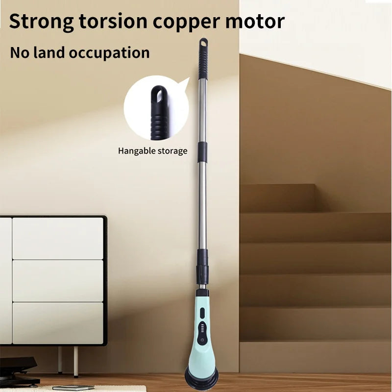 Electric Spin Cleaning Brush 9 Interchangeable Heads Extendable Handle
