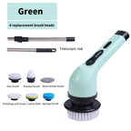 Electric Spin Cleaning Brush 9 Interchangeable Heads Extendable Handle