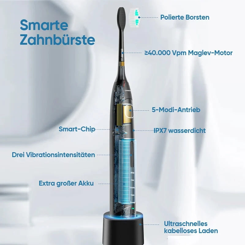 Electric Toothbrush Ultrasonic 40,000 Vibrations Wireless Charging
