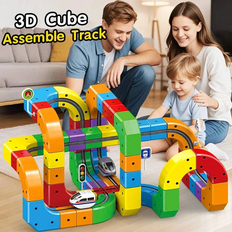 Electric Train Set USB Rechargeable Magnetic Snap-Together Track