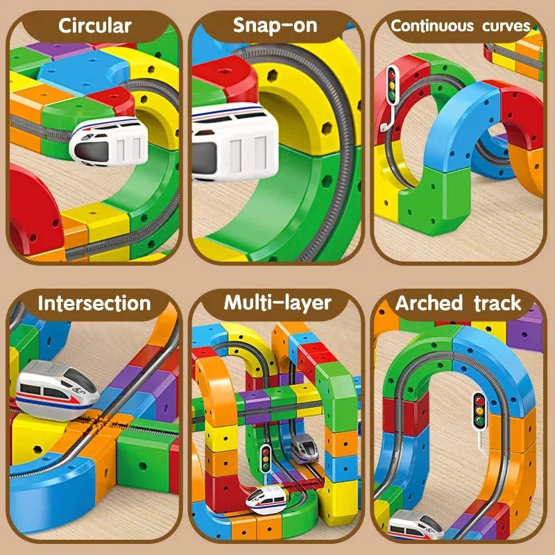 Electric Train Set USB Rechargeable Magnetic Snap-Together Track