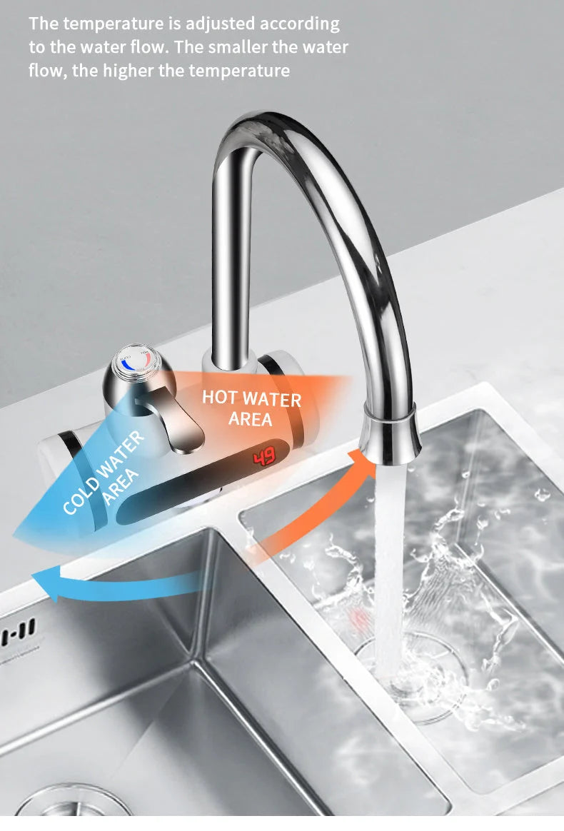 Electric Water Heater Instant 5-Second 3000W Digital Display