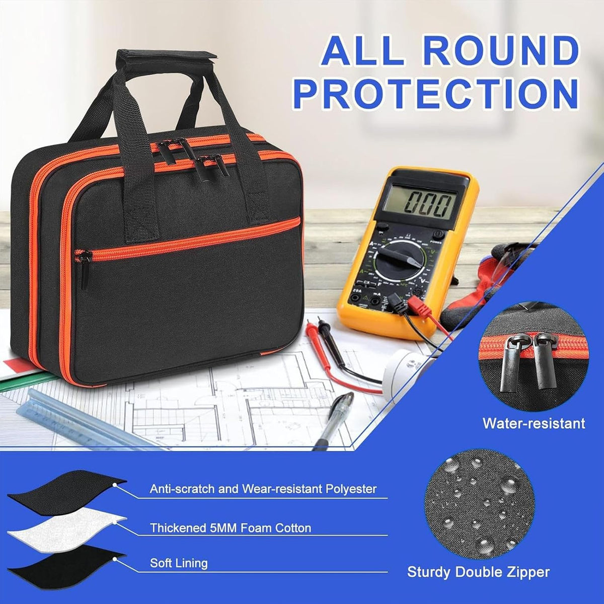 Electrical Tester Bag Double-Layer Waterproof Padded