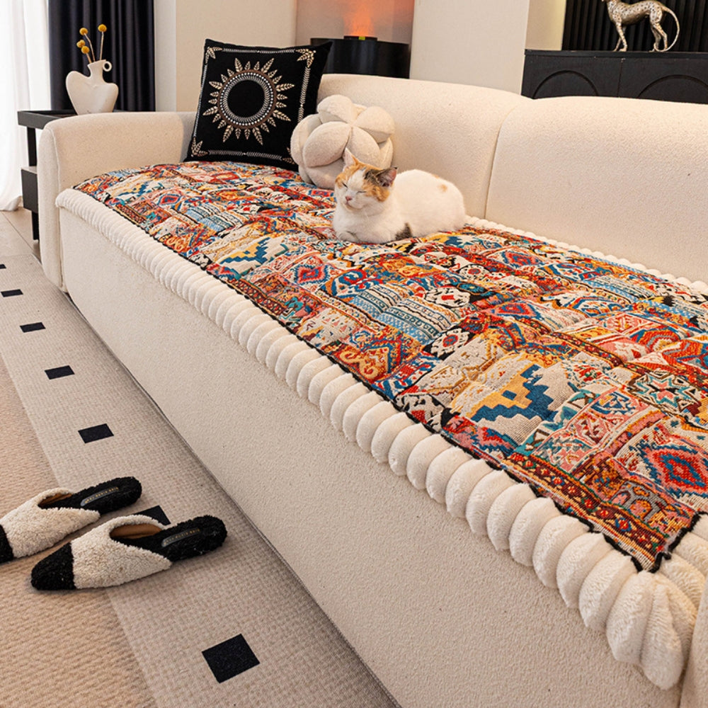 Embossed Boho Microfiber Non-Slip Sofa Cover