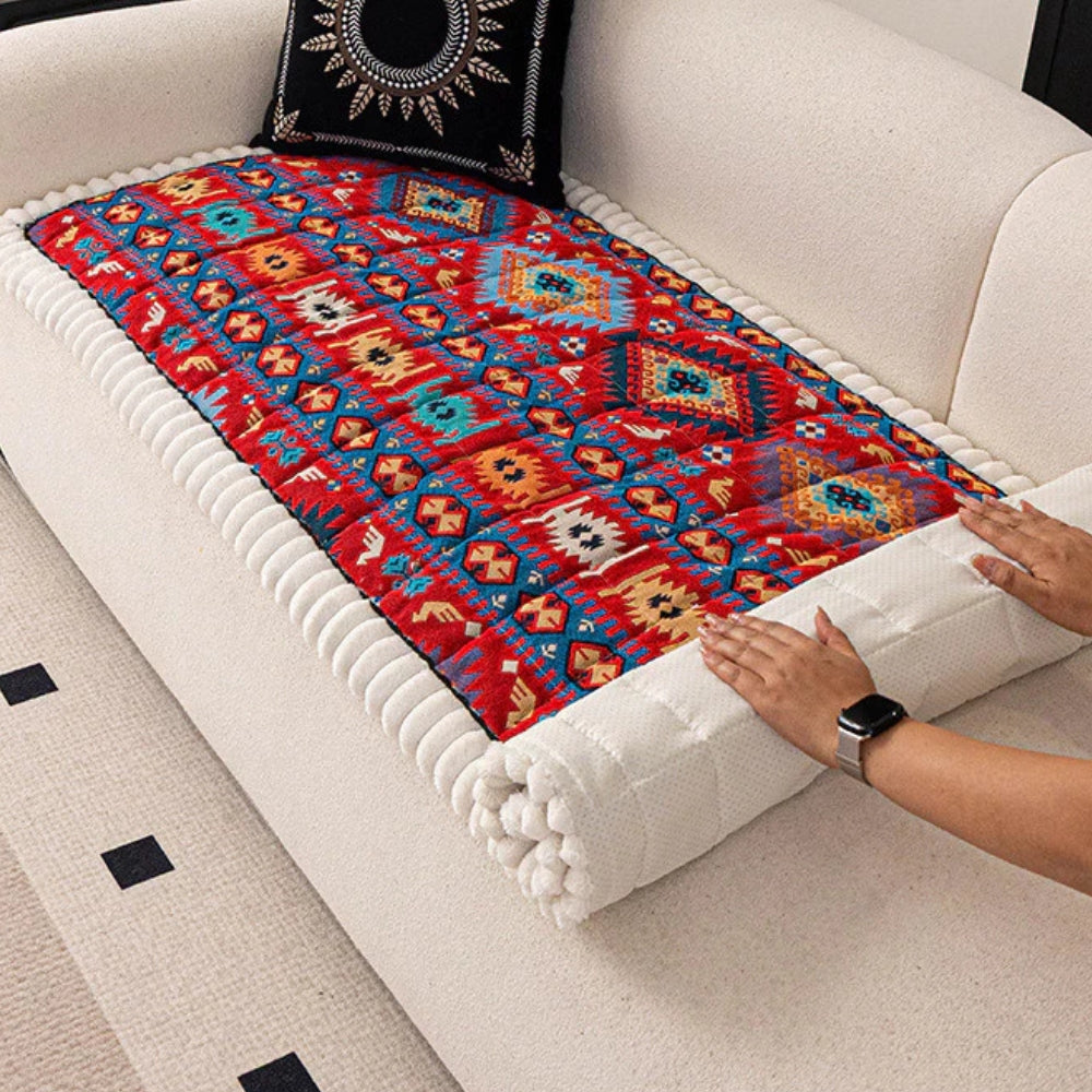 Embossed Boho Microfiber Non-Slip Sofa Cover