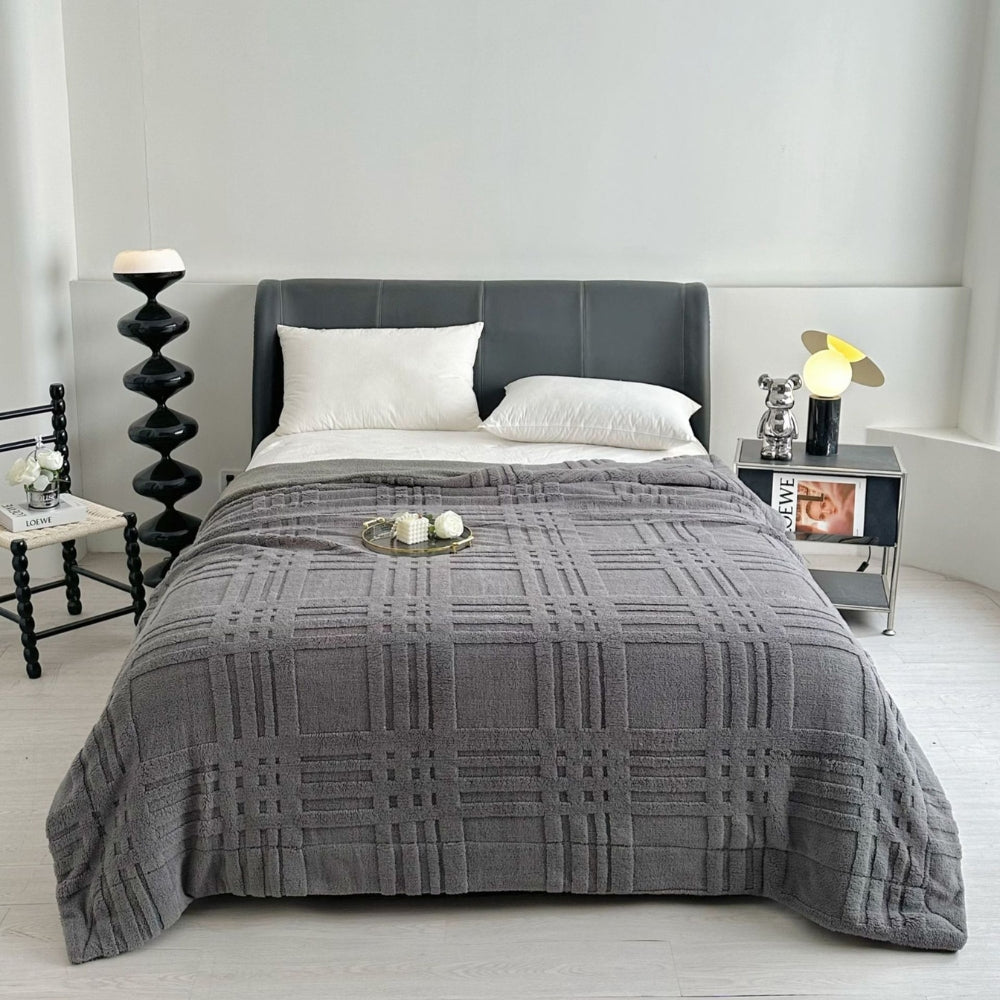 Embossed Grid Double-Layer Microfiber Blanket (All-Season)