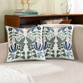 Embroidered Botanical Microfiber Cushion Cover (18x18)