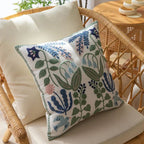 Embroidered Botanical Microfiber Cushion Cover (18x18)