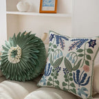 Embroidered Botanical Microfiber Cushion Cover (18x18)