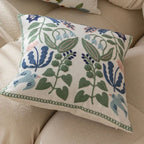 Embroidered Botanical Microfiber Cushion Cover (18x18)