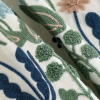 Embroidered Botanical Microfiber Cushion Cover (18x18)