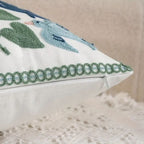 Embroidered Botanical Microfiber Cushion Cover (18x18)