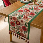 Embroidered Floral Microfiber Table Runner (Machine Washable)