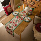 Embroidered Floral Microfiber Table Runner (Machine Washable)