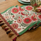 Embroidered Floral Microfiber Table Runner (Machine Washable)