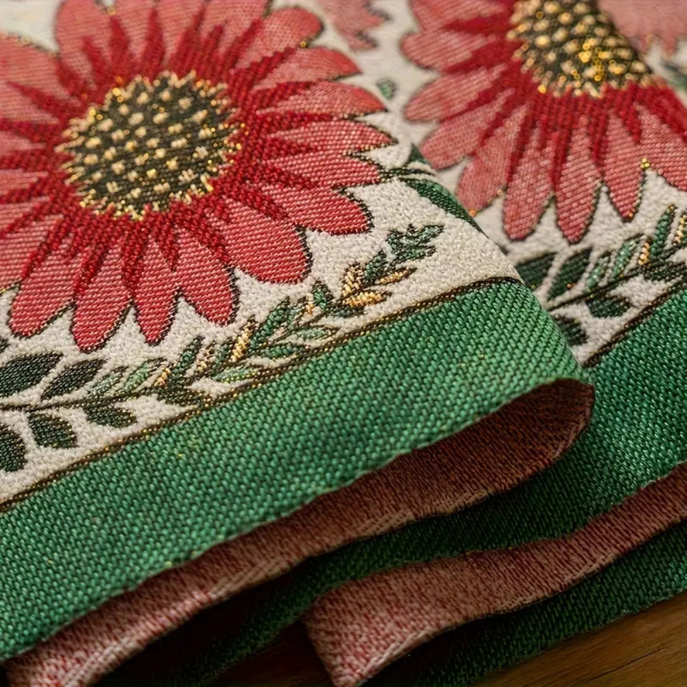 Embroidered Floral Microfiber Table Runner (Machine Washable)
