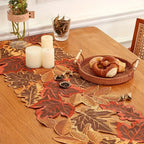 Embroidered Maple Leaf Microfiber Table Runner (Multiple Sizes)