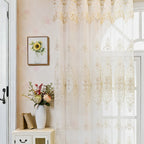 Embroidered Sheer Lace Curtain (Grommet Top)