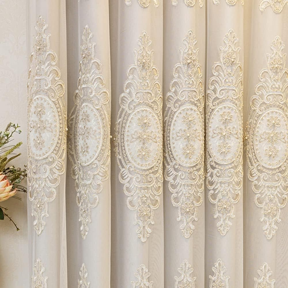Embroidered Sheer Lace Curtain (Grommet Top)