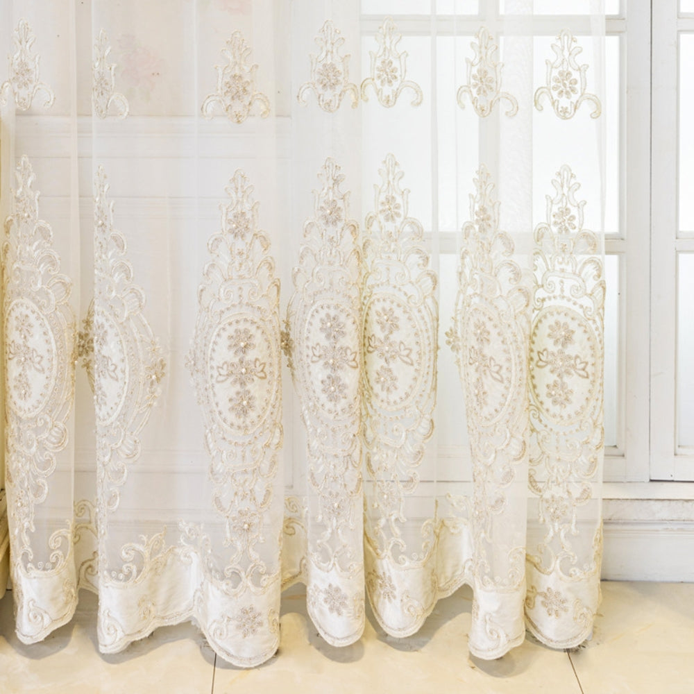Embroidered Sheer Lace Curtain (Grommet Top)