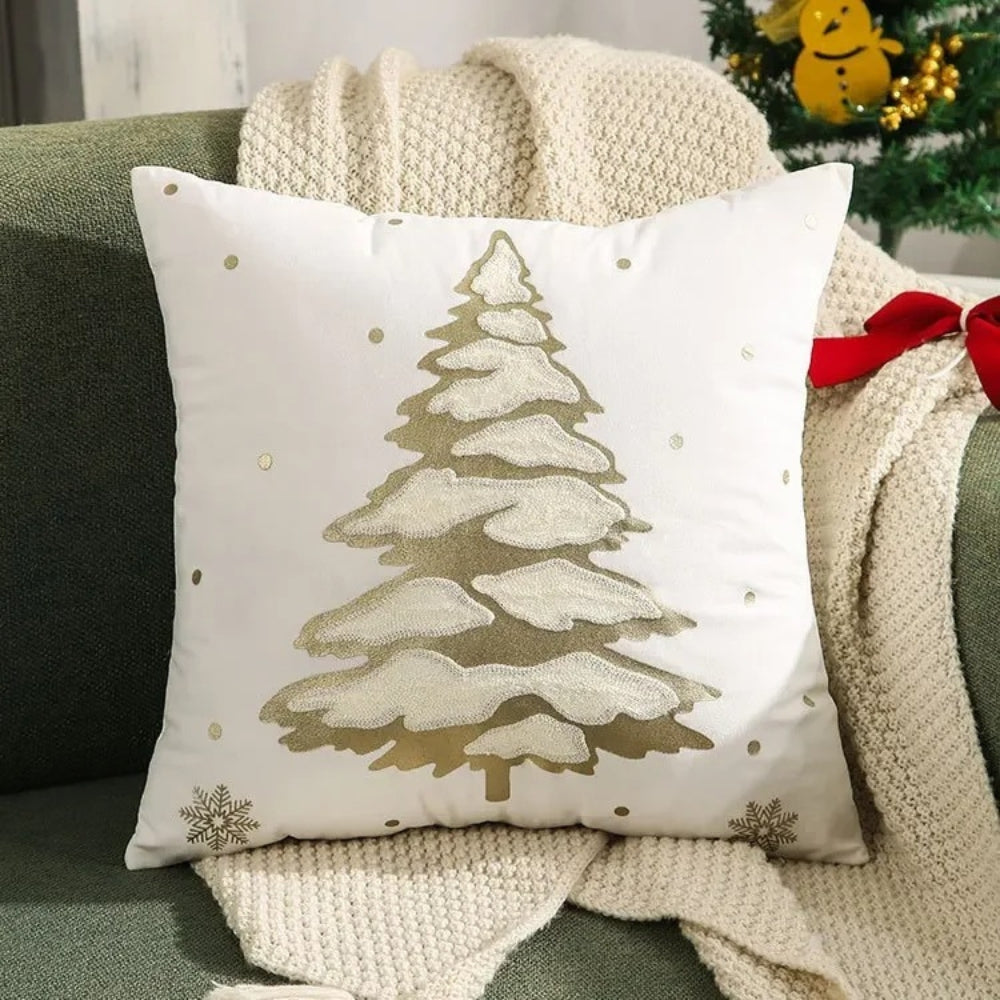 Embroidered Velvet Machine-Washable Cushion Cover (18×18 in)