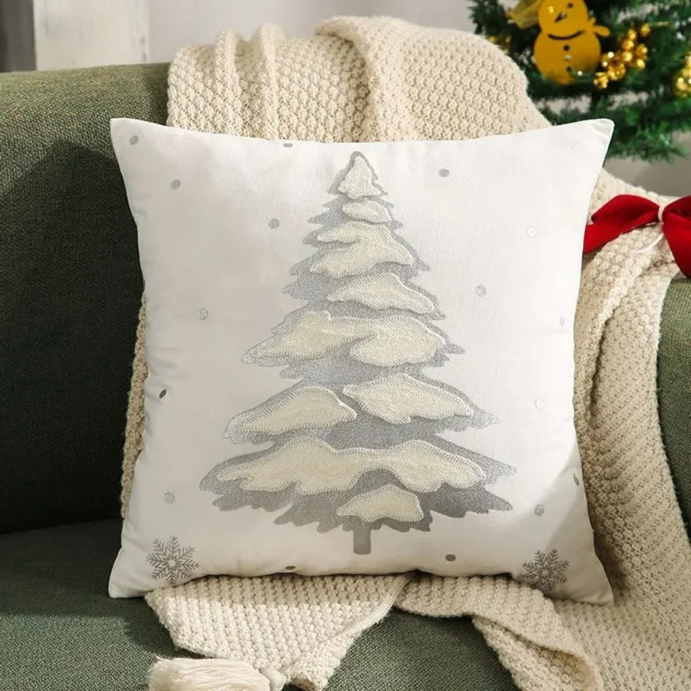 Embroidered Velvet Machine-Washable Cushion Cover (18×18 in)