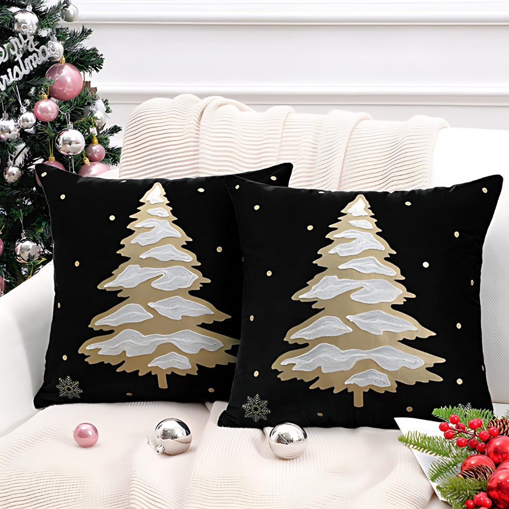Embroidered Velvet Machine-Washable Cushion Cover (18×18 in)