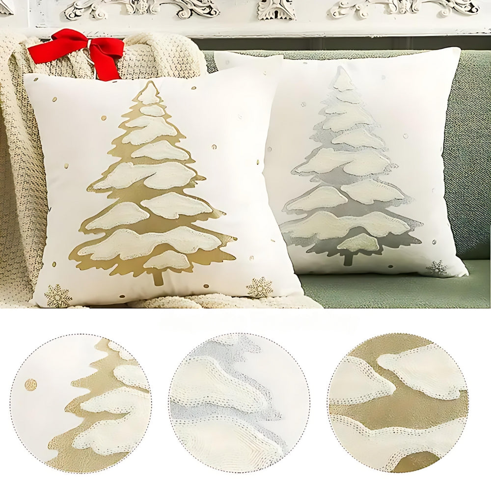 Embroidered Velvet Machine-Washable Cushion Cover (18×18 in)