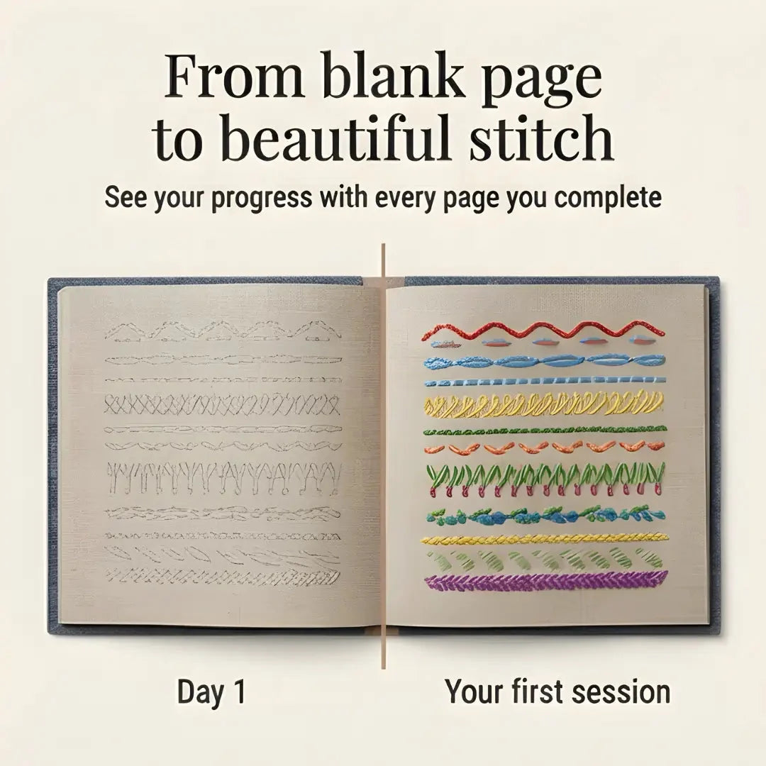 Embroidery Starter Kit 106 Stitches & Removable Linen Pages