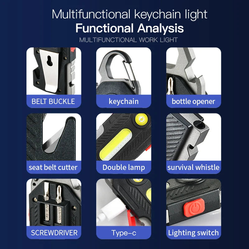Emergency Light 400 Lumens USB-C Rechargeable Keychain & Survival Tool