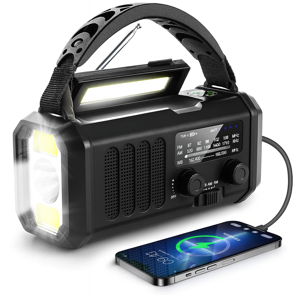 Emergency Radio 10,000 mAh Power Bank & Solar Charging